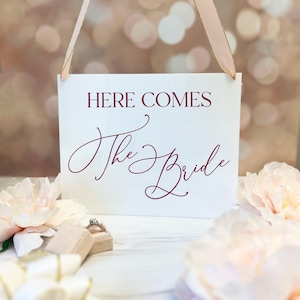Here Comes The Bride Acrylic Wedding Sign, Flower Girl Sign, Ring Bearer Sign, Wedding Sign, Acrylic Sign, Aisle Sign, Entrance Sign