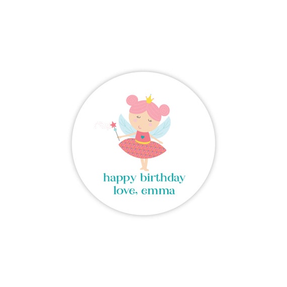 Fairy Personalized Party Stickers, Kids Party Stickers (Printable Party Circles, 2 inch stickers) Il_570xn