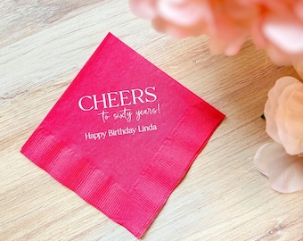 60th Birthday Napkins, Mixed Fonts, Foil Print (Personalized)