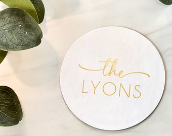 Personalized Last Name Wedding Reception Coasters, Foil Stamped Coasters, Bridal Shower Drink Coaster, Rehearsal Dinner