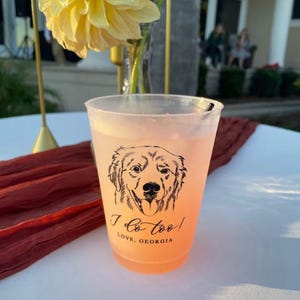 Custom Illustrated Dog  Frosted Wedding Cups, Modern Wedding Cups, Custom Dog Wedding, Custom Wedding Cups, Pet 16oz Frosted Cups