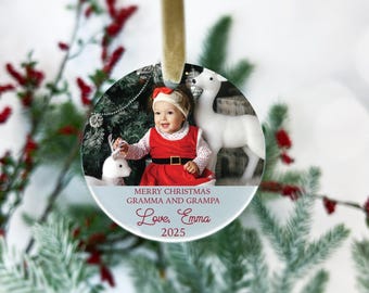 Grandparent Photo Ornament, Personalized Holiday Memory