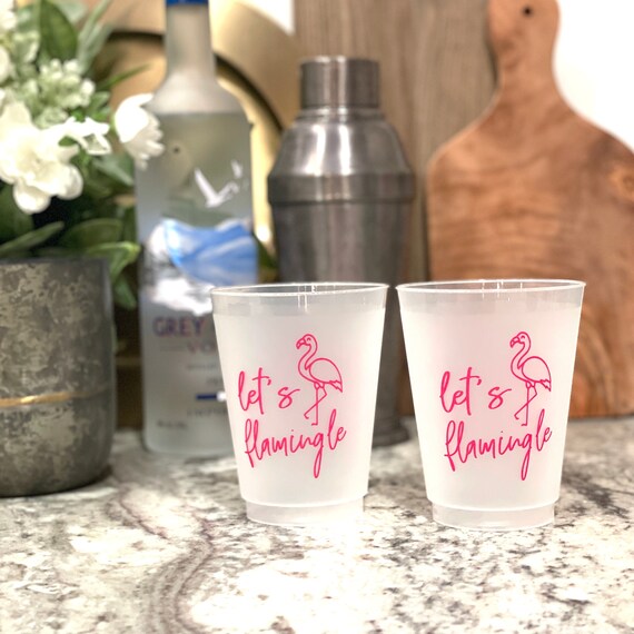 Let's Flamingle Plastic Reusable Cups - Ready To Ship - Cocktail Hour - Summer Drinks - Birthday Party Il_570xn
