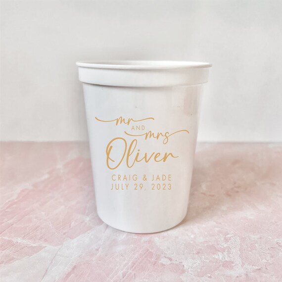 Mr and Mrs Wedding Personalized Stadium Plastic Cups Engagement Party