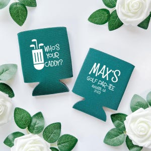 Who&#39;s Your Caddy? - Golf Personalized Beer Can Cooler, Golf Party, Golf Par-Tee, Golf Party, Golf Birthday Favor, 30th Birthday