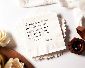 Custom Handwritten Wedding Napkins: Foil Stamped, Personalized Message