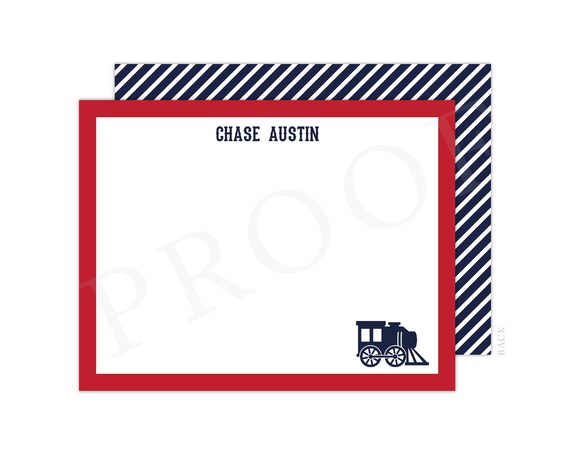 Personalized Train Note Cards (Train Birthday, Train Thank You Cards, Printable Train Note Cards, Printable Thank You Card) Il_570xn