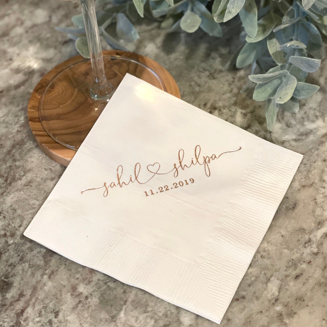 Personalized Wedding Napkins Names With Heart Rehearsal Etsy