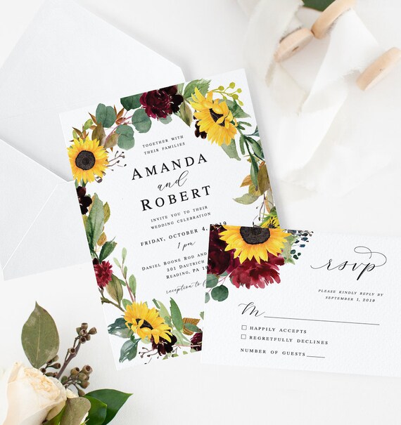Wedding Invitation Template, Editable Wedding Invitation Set, Printable ...