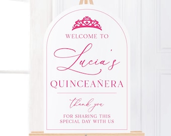 Welcome Sign: Quinceañera Birthday Party (Custom Acrylic, Personalized)