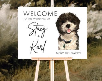 Custom Pet Welcome Sign - Acrylic Wedding Decoration with Dog Portrait