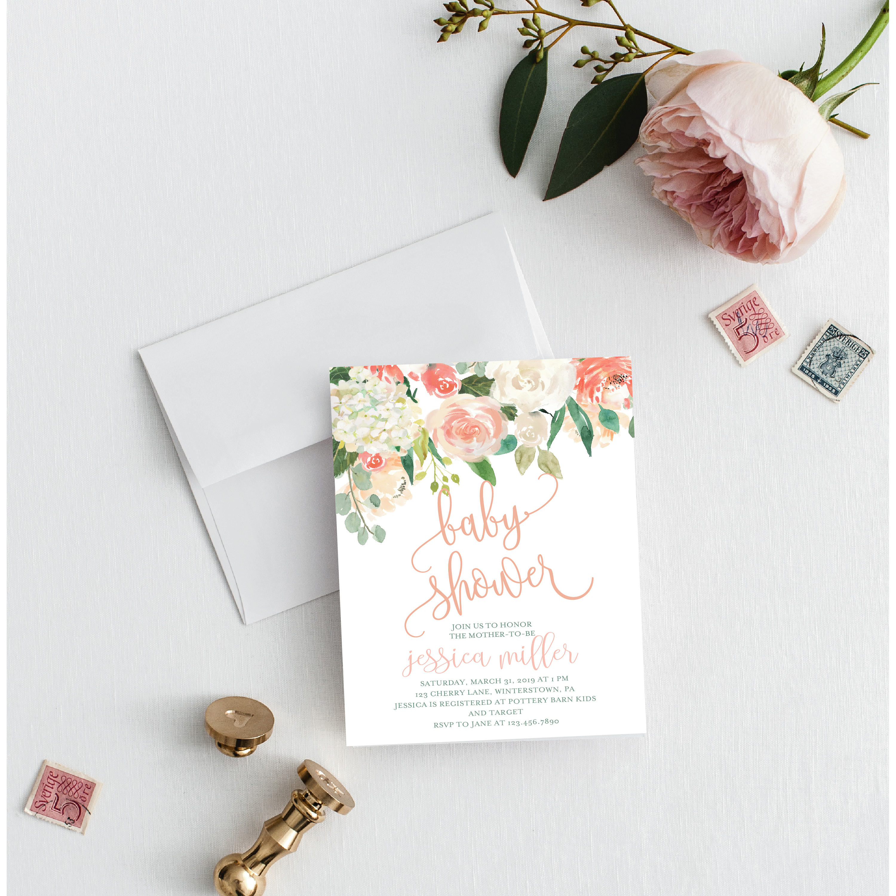 floral baby shower invitations free