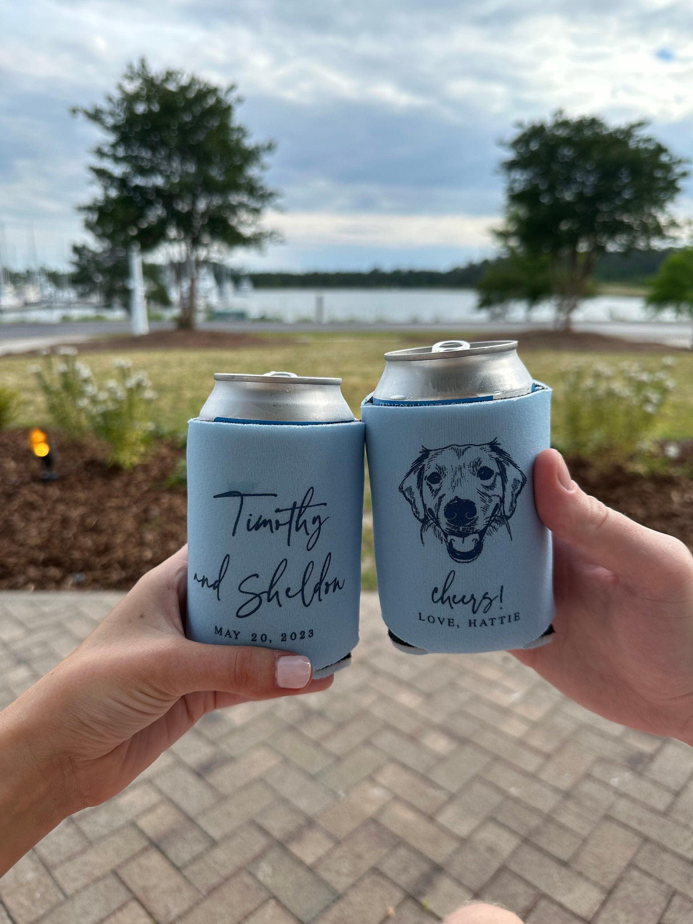 Custom Illustrated Dog Can Holder -  Wedding Pet Can Cooler, Wedding Favors, Beverage Insulators, Beer Huggers, Wedding Favor, Beer Holder