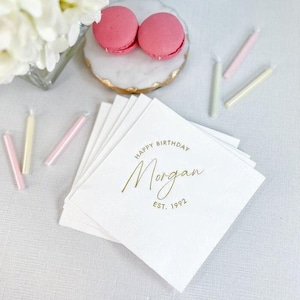 Custom Foil Birthday Napkins, Soft 3-Ply (Multiple Colors)