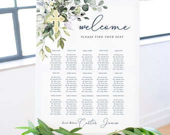 Baptism Seating Chart, Greenery Style (Instant Download, Editable)