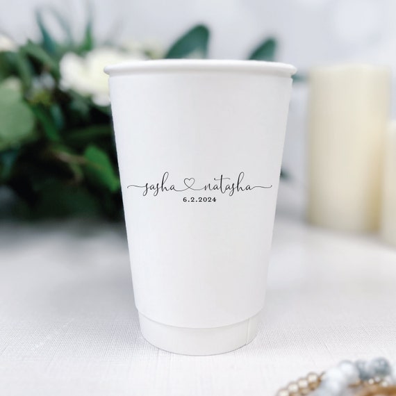 Elegant Names Personalized Wedding Paper Cups Coffee Bar Hot Chocolate Bar  Wedding Coffee Bar 