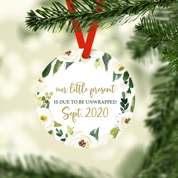Our Present is Due - Personalized Christmas Ornament, Pregnancy Announcement Ornament, Christmas Ornament, Best Parents Get Promoted Il_570xn