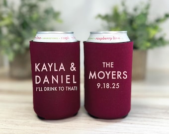 Personalized Wedding Can Holder - Collapsible Foam Drink Cooler