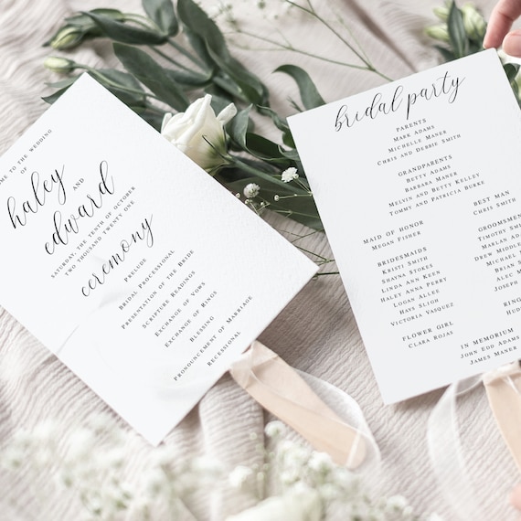 INSTANT DOWNLOAD Modern Wedding Ceremony Programs | Wedding Fan Program | Edit Now | Script | Fan Program | Ceremony Fan Il_570xn