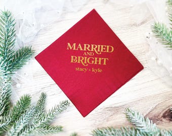 Wedding Cocktail Napkins, Custom Foil Print (Rehearsal & Engagement)