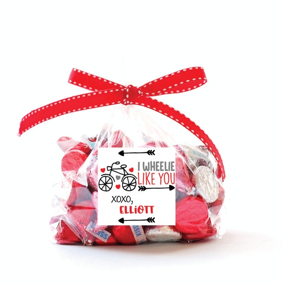 Valentine's Day Stickers - Bicycle, Personalized Custom Stickers, Treat Stickers, Classroom Party Stickers, Valentine's Day Party Il_570xn
