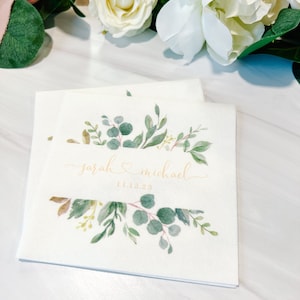 Greenery Wedding Napkins | Bridal Shower Napkins | Rehearsal Dinner | Full Color Napkin | Greenery Napkins