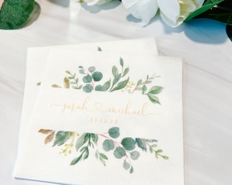 Greenery Wedding Napkins | Bridal Shower Napkins | Rehearsal Dinner | Full Color Napkin | Greenery Napkins