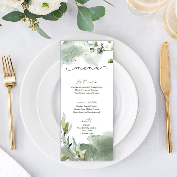 Modern Wedding Reception Menu Cards 5x7 Or 4 By 9 25 Etsy