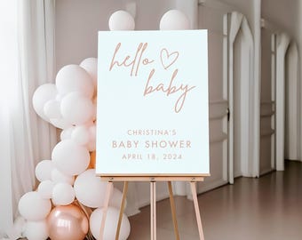Hello Baby Personalized Baby Shower Acrylic Sign, Acrylic Baby Shower Sign, Baby Shower Welcome Sign, Welcome Sign, Baby Shower Decor