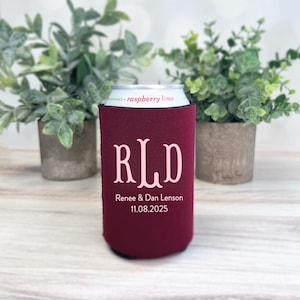 Monogrammed Wedding Can Coolers: Personalized Party Drink Holders