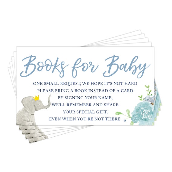 Little Prince Elephant - Bring a Book Insert - 2x3.5 Baby Shower Card Insert - Elephant Baby Shower Printable, Books for Baby Card Il_570xn