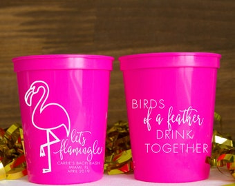 Let's Flamingle Bachelorette Weekend Personalized Stadium Plastic Cups - Bachelorette Party - Last Splash - Tropical Bachelorette