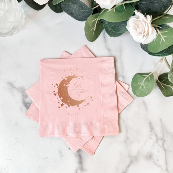 Stars and Moon Baby Shower Napkins - Foil Stamped Baby Shower Napkins - Oh Baby Napkins Il_570xn