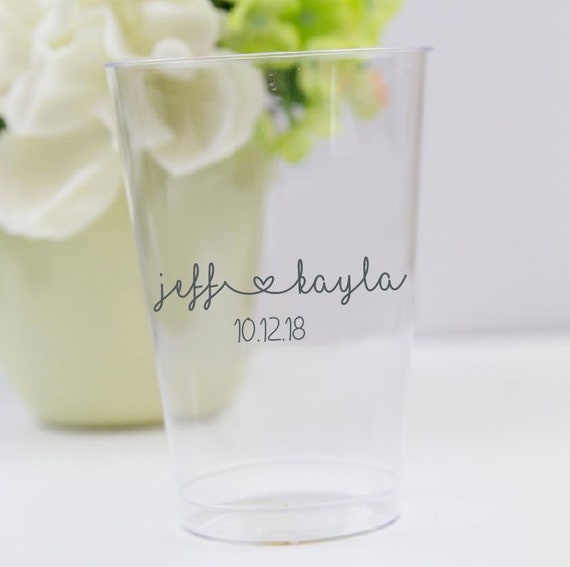 Modern Last Name Frosted Wedding Cups, Modern Wedding Cups, Fancy Elegant  Script, Custom Wedding Cups, Plastic Cups, 16oz Frosted Cups 