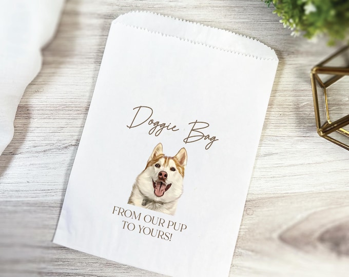 Pet Lover Wedding Treat Bags, Custom Illustrated Pets (5.75x8 inches)