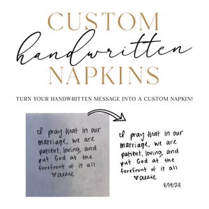 Handwritten Wedding Cocktail Napkins, Foil Stamped Premium Uncoined Napkins image 2