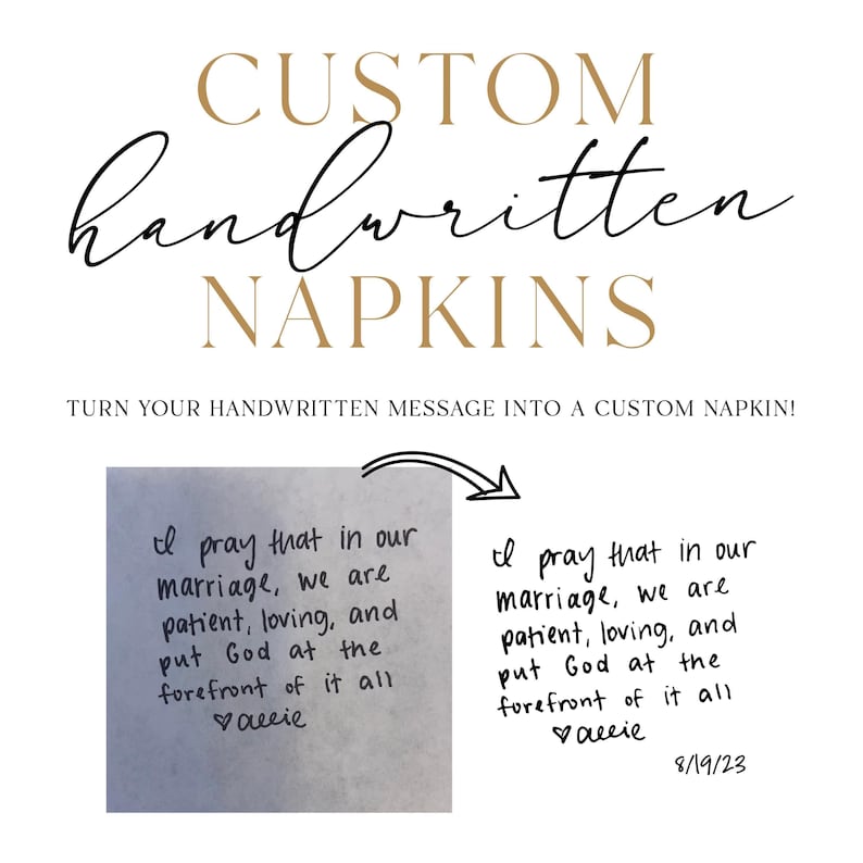 Handwritten Wedding Cocktail Napkins, Foil Stamped Premium Uncoined Napkins image 2