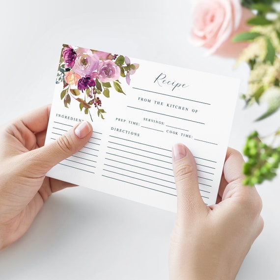 INSTANT DOWNLOAD Bridal Shower Recipe Card | Recipe Card | Edit Now | Couples Shower Recipe Card | Recipe Card Template Il_570xn
