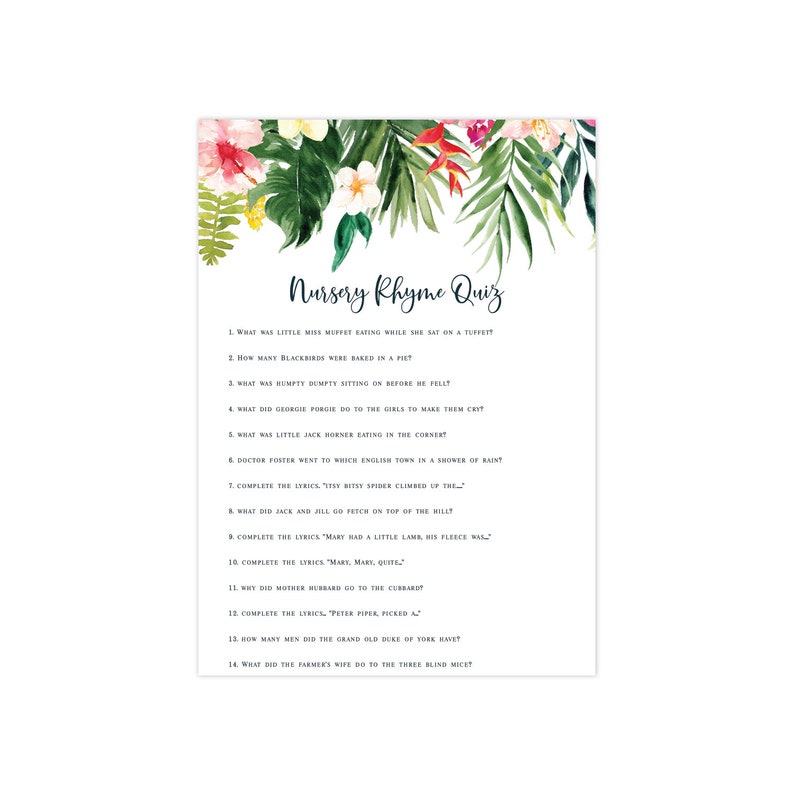 Baby Shower Games Bundle Baby Shower Games Edit Now INSTANT DOWNLOAD Tropical Floral Baby Shower Games Printable Shower Games