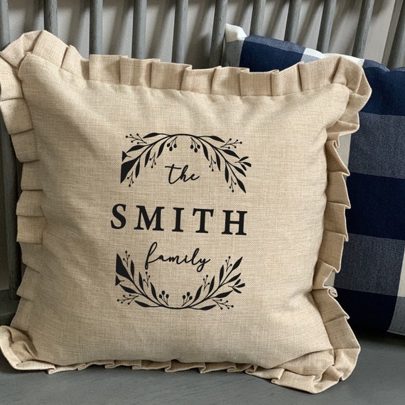 Personalized Last Name Family Pillow Cover, Modern Farmhouse Pillow, Family Name, Customized Wedding Gift, Anniversary, Initial, Est Il_570xn
