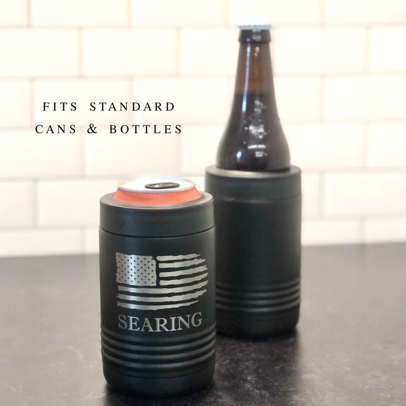 Groomsmen Customized Metal Can Cooler, Engraved Metal Can Holder, Monogrammed Beer Can Cooler, Personalized Can Cooler, Gift for Man image 4