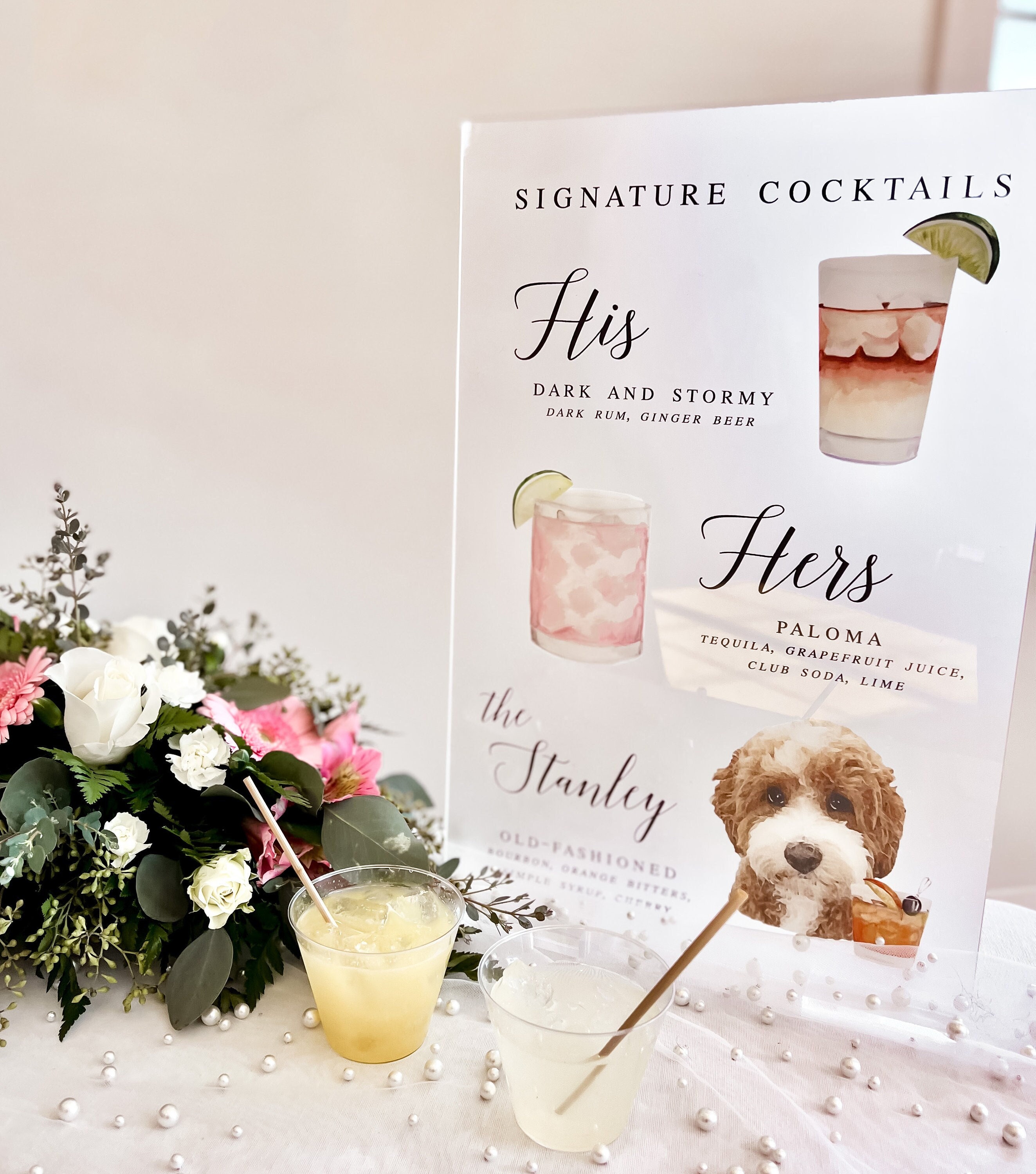 Dog Signature Cocktails Acrylic Sign Two Dog Signature Drink