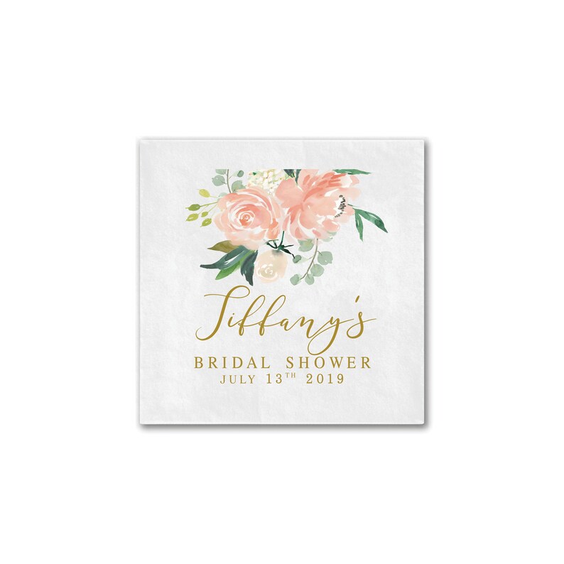 Blush Floral Wedding Napkins Bridal Shower Napkins Etsy