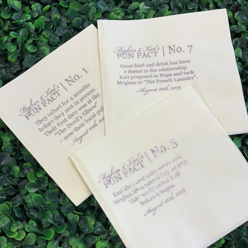 Fun Fact Personalized Wedding Napkins Rehearsal Dinner Etsy Canada