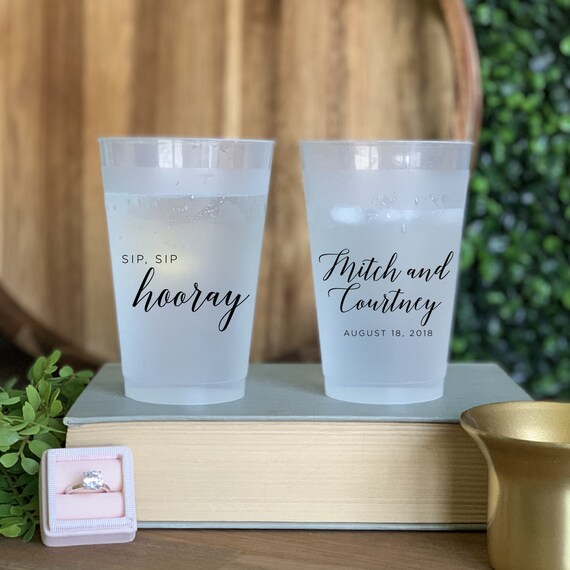 Sip Sip Hooray Personalized Wedding / Bridal Shower/ Rehearsal Dinner / Bachelorette Shatterproof Plastic Cups Il_570xn