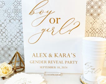 Gender Reveal Acrylic Sign, Boy or Girl (Welcome Party Decor)