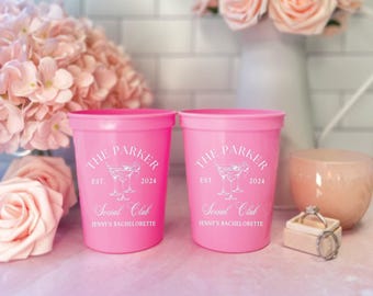 Personalized Bachelorette Stadium Cups - Custom Names, Party Favor