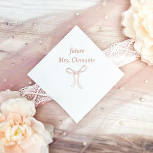 Elegant Bow Personalized Bridal Shower Napkins, Bridal Shower, Custom Napkins, Future Mrs, Bride to be, Bridal Shower Decor, Bow Theme