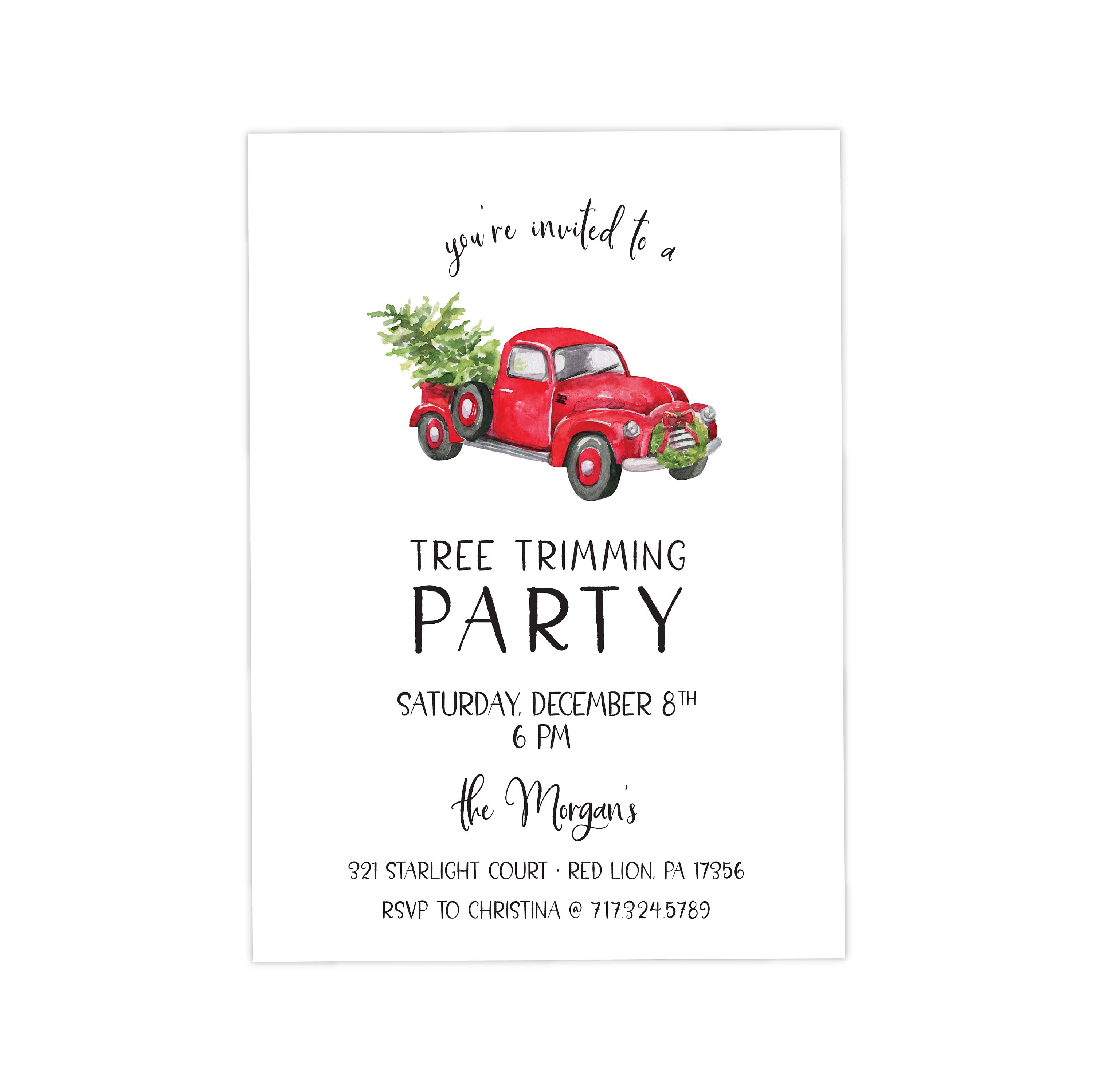Tree Trimming Party Invitation Christmas Invitation Holiday Etsy