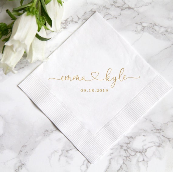 50 personalized wedding luncheon napkins dinner custom printed wedding favors 